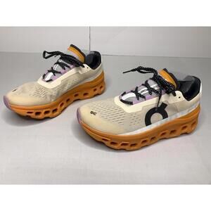 Women's ON CLOUDMONSTER Size 8.5 Fawn Turmeric Orange White Running Shoes P152